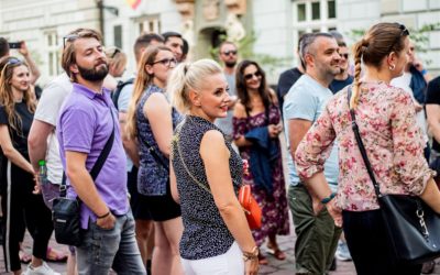 happy tourist on Krakow Walking tour